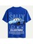 Unisex Bisiklet Yaka %100 Organik Pamuklu Kalın Dokulu Sally Baskılı Oversize T-Shirt - Saks Mavisi 1
