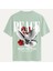 Unisex Bisiklet Yaka %100 Organik Pamuklu Kalın Dokulu Peace Baskılı Oversize T-Shirt - Bej 1