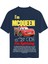Unisex Bisiklet Yaka %100 Organik Pamuklu Kalın Dokulu Mcqueen Baskılı Oversize T-Shirt - Lacivert 1