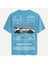 Unisex Bisiklet Yaka %100 Organik Pamuklu Kalın Dokulu Porsche 911 Gt3 Rs Baskılı Oversize T-Shirt - Mavi 1