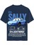 Unisex Bisiklet Yaka %100 Organik Pamuklu Kalın Dokulu Sally Baskılı Oversize T-Shirt - Lacivert 1