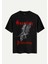 Unisex Bisiklet Yaka %100 Organik Pamuklu Kalın Dokulu Guardian Protection Baskılı Oversize T-Shirt - Siyah 1