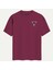 Unisex Bisiklet Yaka %100 Organik Pamuklu Kalın Dokulu Behind Baskılı Oversize T-Shirt - Bordo 2