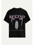 Unisex Bisiklet Yaka %100 Organik Pamuklu Kalın Dokulu Behind Baskılı Oversize T-Shirt - Siyah 1