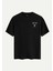 Unisex Bisiklet Yaka %100 Organik Pamuklu Kalın Dokulu Behind Baskılı Oversize T-Shirt - Siyah 2
