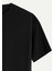 Unisex Bisiklet Yaka %100 Organik Pamuklu Kalın Dokulu Behind Baskılı Oversize T-Shirt - Siyah 4