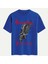 Unisex Bisiklet Yaka %100 Organik Pamuklu Kalın Dokulu Guardian Protection Baskılı Oversize T-Shirt - Saks Mavisi 1