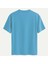 Unisex Bisiklet Yaka %100 Organik Pamuklu Kalın Dokulu California Baskılı Oversize T-Shirt - Mavi 2