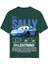 Unisex Bisiklet Yaka %100 Organik Pamuklu Kalın Dokulu Sally Baskılı Oversize T-Shirt - Koyu Yeşil 1