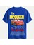 Unisex Bisiklet Yaka %100 Organik Pamuklu Kalın Dokulu Mcqueen Baskılı Oversize T-Shirt - Saks Mavisi 1