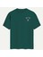 Unisex Bisiklet Yaka %100 Organik Pamuklu Kalın Dokulu Behind Baskılı Oversize T-Shirt - Koyu Yeşil 2
