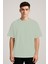 Unisex Bisiklet Yaka %100 Organik Pamuklu Kalın Dokulu Düz Oversize T-Shirt - Bej 5