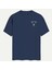 Unisex Bisiklet Yaka %100 Organik Pamuklu Kalın Dokulu Behind Baskılı Oversize T-Shirt - Lacivert 2