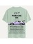 Unisex Bisiklet Yaka %100 Organik Pamuklu Kalın Dokulu Porsche 911 Baskılı Oversize T-Shirt - Bej 1