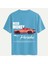 Unisex Bisiklet Yaka %100 Organik Pamuklu Kalın Dokulu Need Money For Porsche Baskılı Oversize T-Shirt - Mavi 1