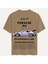 Unisex Bisiklet Yaka %100 Organik Pamuklu Kalın Dokulu Porsche 911 Baskılı Oversize T-Shirt - Açık Kahverengi 1