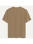 Unisex Bisiklet Yaka %100 Organik Pamuklu Kalın Dokulu Rose Baskılı Oversize T-Shirt - Açık Kahverengi 2