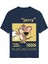 Unisex Bisiklet Yaka %100 Organik Pamuklu Kalın Dokulu Jerry Baskılı Oversize T-Shirt - Lacivert 1