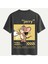 Unisex Bisiklet Yaka %100 Organik Pamuklu Kalın Dokulu Jerry Baskılı Oversize T-Shirt - Füme 1