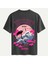 Unisex Bisiklet Yaka %100 Organik Pamuklu Kalın Dokulu Tokyo Baskılı Oversize T-Shirt - Füme 1