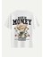 Unisex Bisiklet Yaka %100 Organik Pamuklu Kalın Dokulu Made Of Money Baskılı Oversize T-Shirt - Ekru 1
