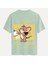 Unisex Bisiklet Yaka %100 Organik Pamuklu Kalın Dokulu Jerry Baskılı Oversize T-Shirt - Bej 1