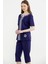 Çizgi Detaylı Kapri Penye Takım - Lacivert 4