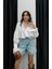 Ekru Büzgü ve Kol Detaylı Gömlek 1