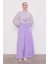 Lila Geniş Paçalı Şifon Pantolon 2