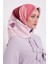 Pembe Çizim Çiçek Desen Twill Ipek Eşarp 1