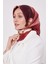 Bordo Çizim Çiçek Desen Twill Ipek Eşarp 4