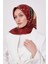 Bordo Lotus Çiçek Desen Twill Ipek Eşarp 1