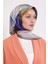 Füme Kesik Çiçek Desen Twill Ipek Eşarp 4