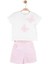 04-08 Yaş Arası Kız Çocuk Pembe Butterfly Şortlu Takım - Pembe-Beyaz 1