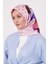 Pembe Lotus Çiçek Desen Twill Ipek Eşarp 1