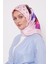 Pembe Lotus Çiçek Desen Twill Ipek Eşarp 3