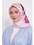 Pembe Lotus Çiçek Desen Twill Ipek Eşarp 4