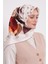 Bej Lotus Çiçek Desen Twill Ipek Eşarp 1