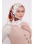 Bej Lotus Çiçek Desen Twill Ipek Eşarp 4