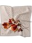 Bej Lotus Çiçek Desen Twill Ipek Eşarp 5