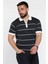 Erkek Polo Yaka Yarım Fermuarlı Çizgi Desenli Triko Tişört P-00016752 2
