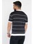 Erkek Polo Yaka Yarım Fermuarlı Çizgi Desenli Triko Tişört P-00016752 3
