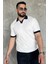 Erkek Polo Yaka Kendinden Çizgi Desenli Renk Garnili Triko Tişört P-00016875 1