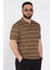Erkek Polo Yaka Yarım Fermuarlı Çizgi Desenli Triko Tişört P-00016876 1