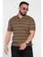 Erkek Polo Yaka Yarım Fermuarlı Çizgi Desenli Triko Tişört P-00016876 2