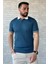 Erkek Polo Yaka Kendinden Çizgi Desenli Triko Tişört P-00016750 1