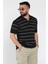 Erkek Polo Yaka Yarım Fermuarlı Çizgi Desenli Triko Tişört P-00016876 1