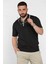 Erkek Polo Yaka Yarım Fermuarlı Şerit Detaylı Triko Tişört P-00016877 1