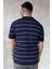 Erkek Polo Yaka Yarım Fermuarlı Çizgi Desenli Triko Tişört P-00016876 3