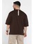 Erkek Bisiklet Yaka Dikiş Detaylı Oversize Tişört P-00016194 3